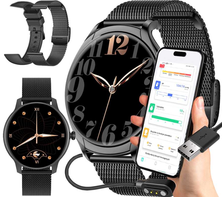 SMARTWATCH Women's Watch RECEIVING CALLS BRACELET + STRAP PL ECG SMS