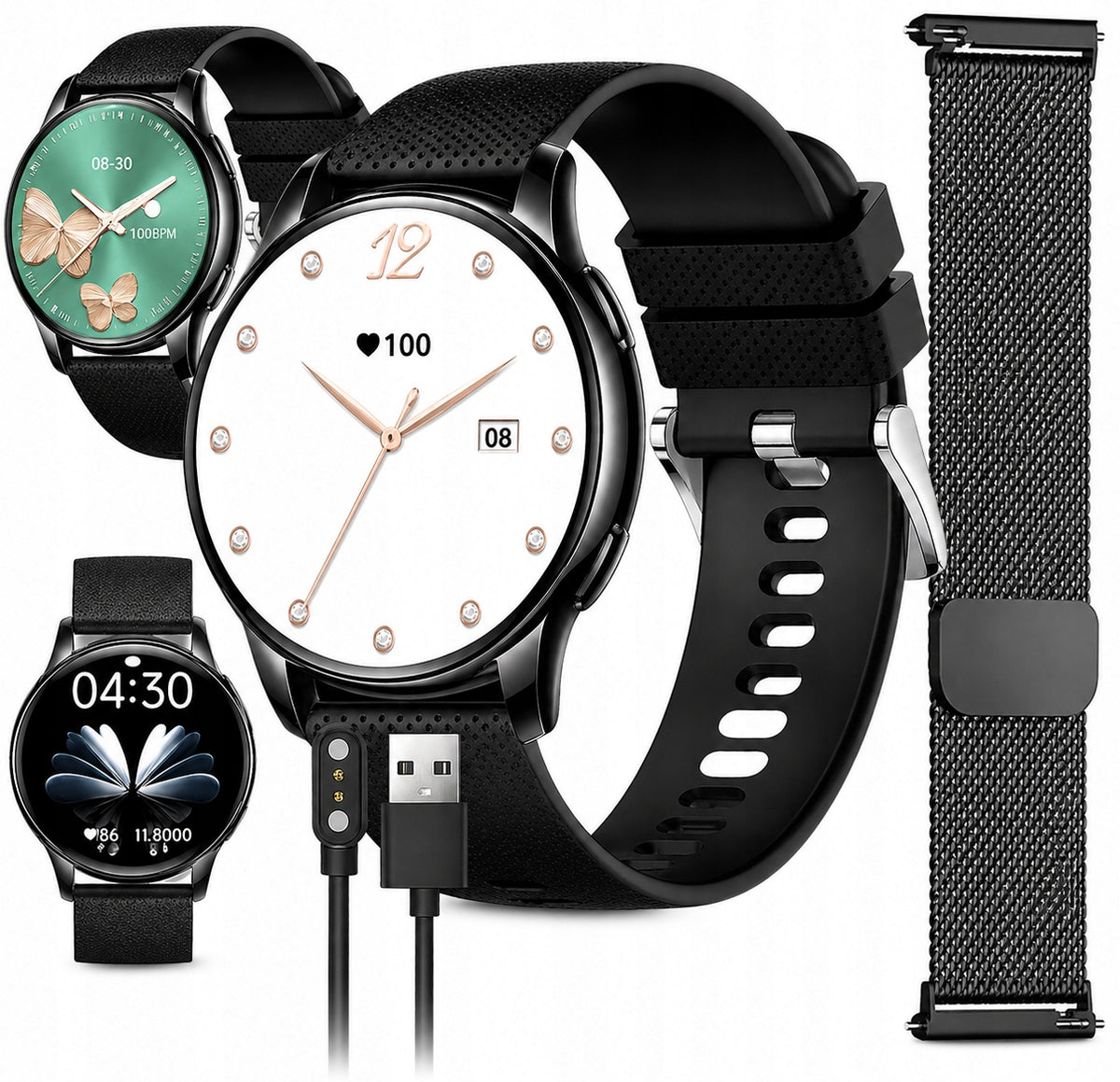 SMARTWATCH Y11 SPORTS AMOLED WITH CONVERSATIONS IP68 MENU POLISH 2 STRIPES BLACK
