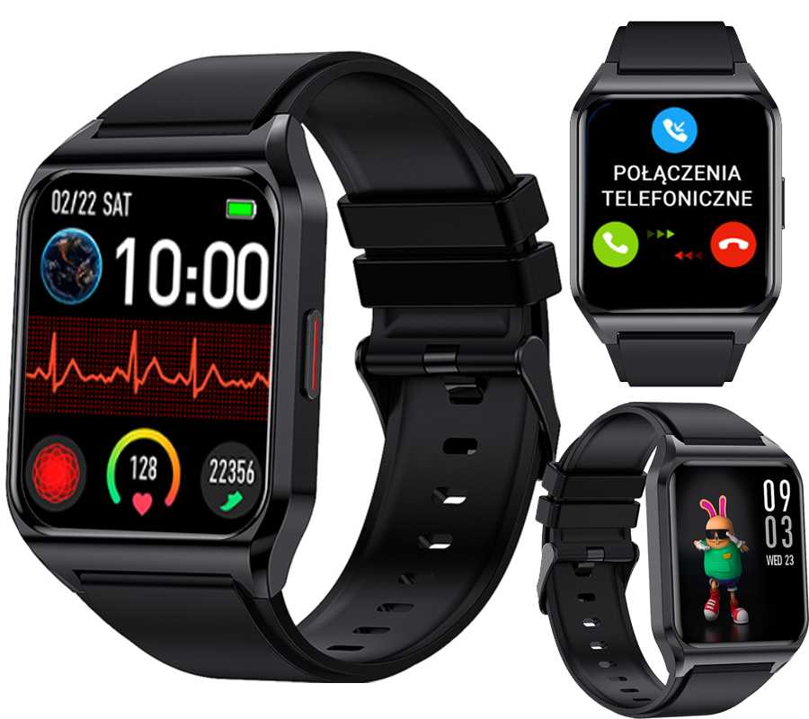 SMARTWATCH in Polish PRESSURE PULSE RUBICON THERMOMETER BLACK Packaging status original