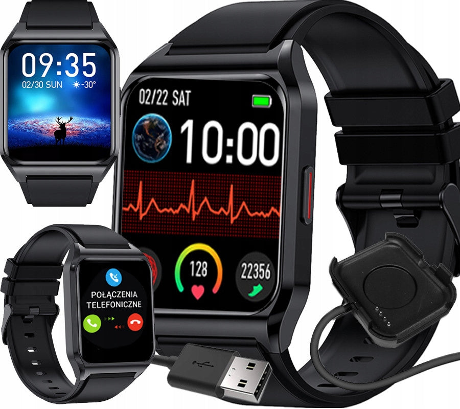 SMARTWATCH in Polish PRESSURE PULSE RUBICON THERMOMETER BLACK