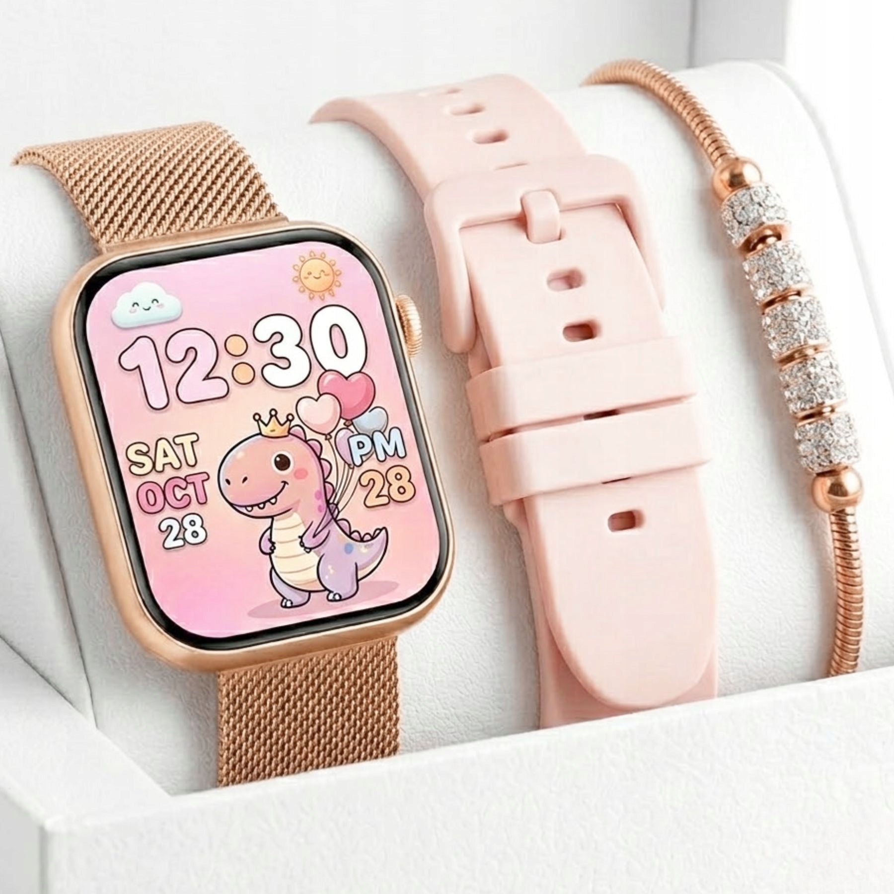 SMARTWATCH set for girls for gift RUBICON 2 stripes + bracelet