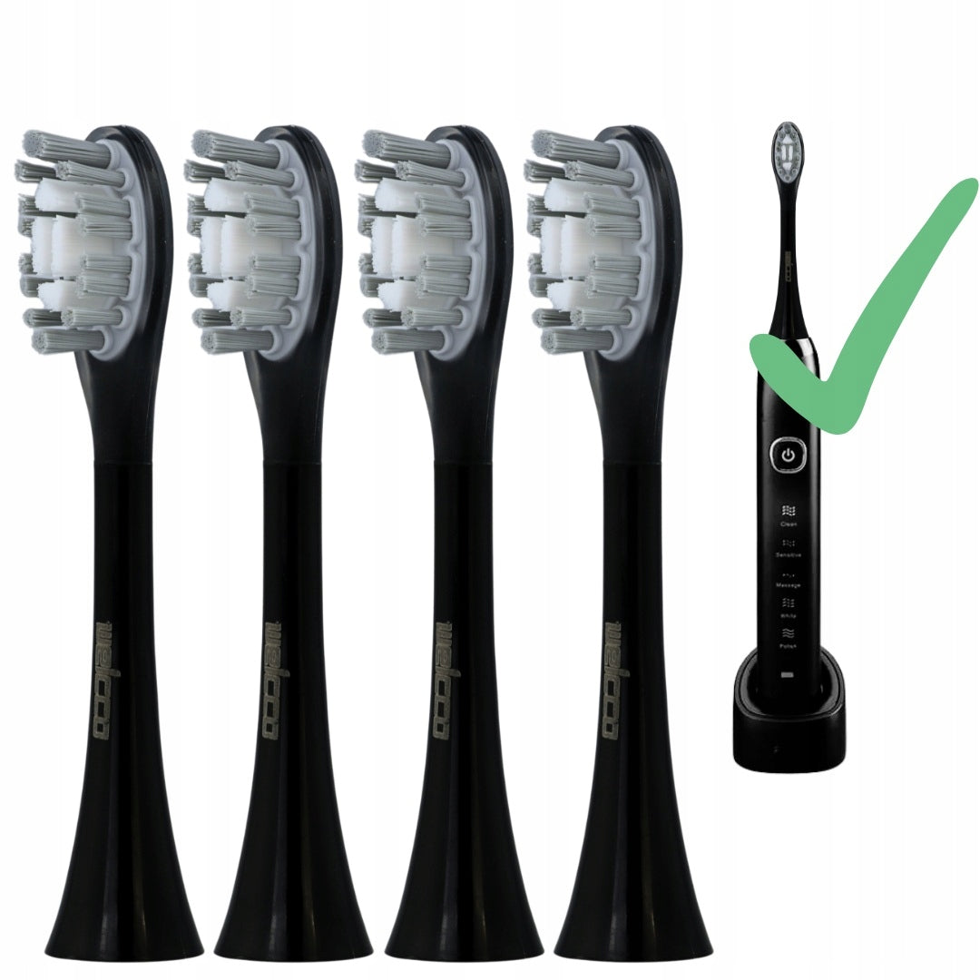 SMILESONIC Perfect Clean Sonic Toothbrush Tips Replacement Black Packaging status original