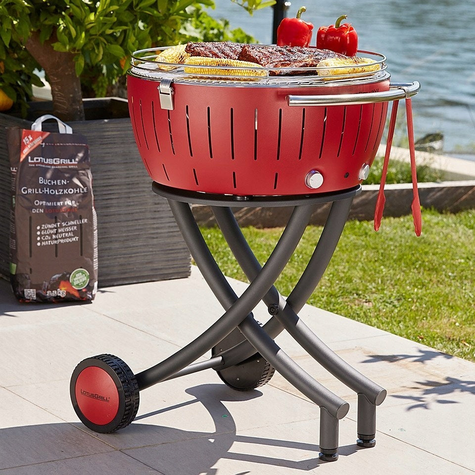 SMOKELESS CHARCOAL GRILL LOTUSGRILL GARDEN LARGE SET MOBILE TROLLEY XXL Grill height 86 cm