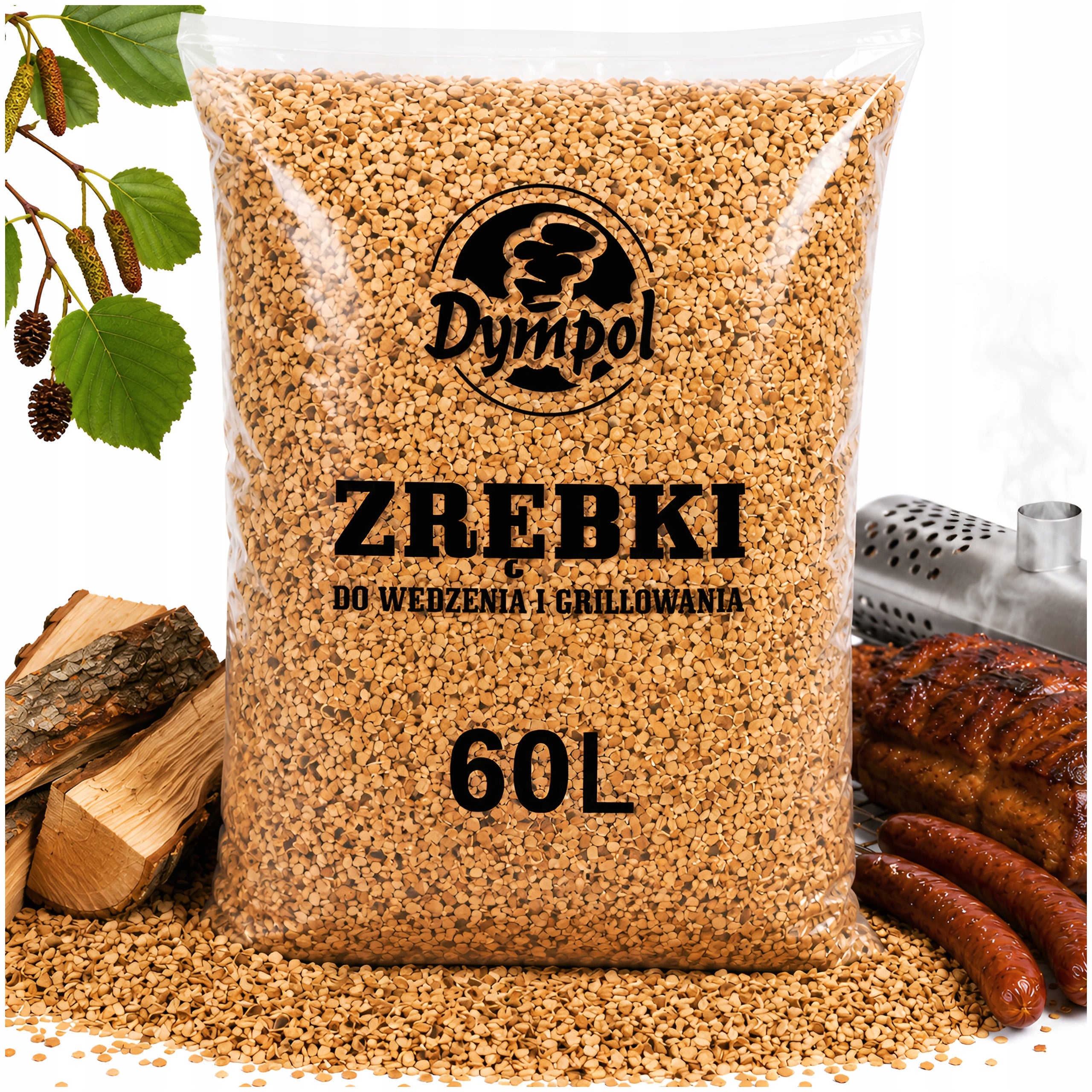 SMOKING CHIPS FOR SMOKING GRILLING ALDER BEECH KL 08 15KG 60L DYMPOL