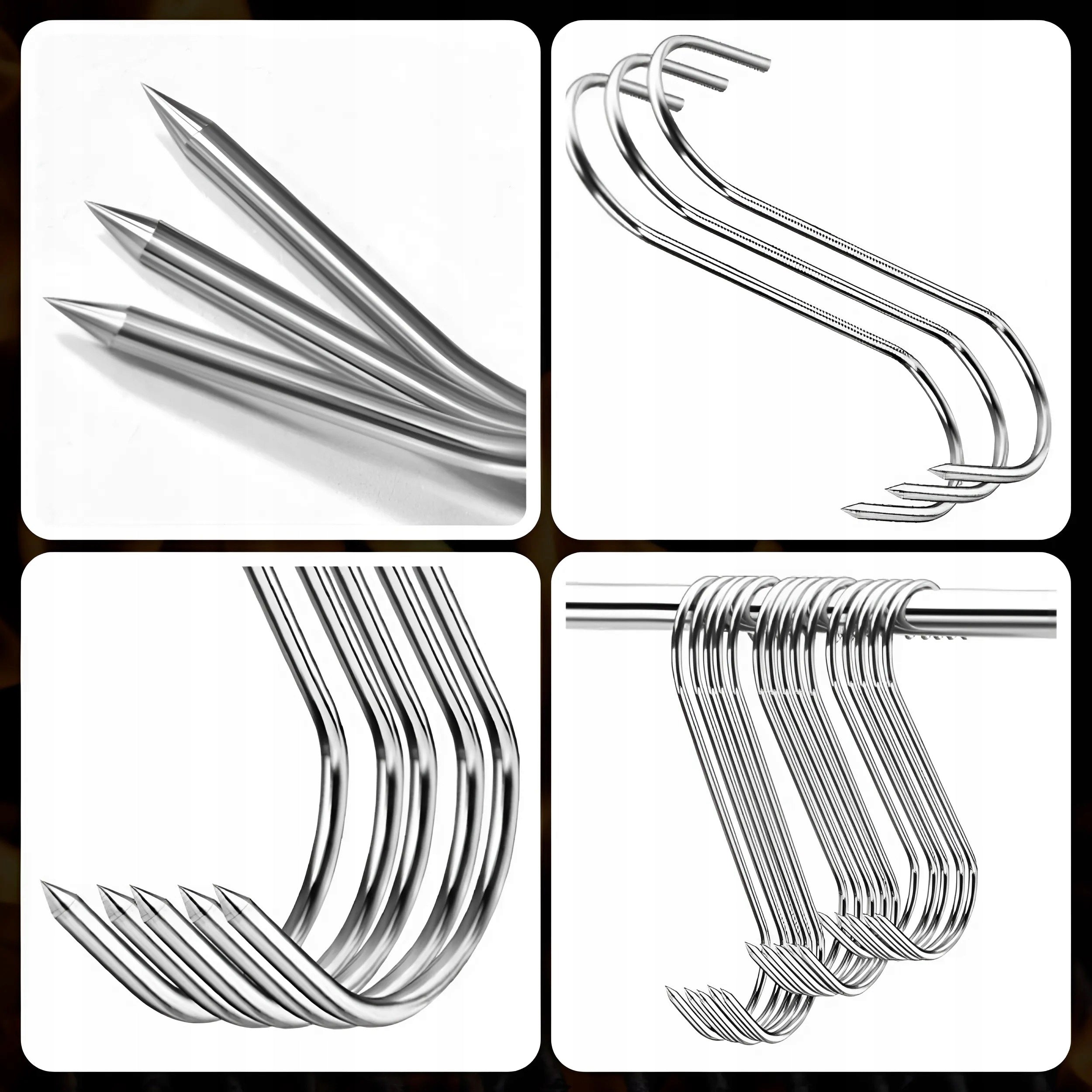 SMOKING HOOKS FOR SMOKING SAUSAGES STAINLESS STEEL LARGE 15CM 15PCS Manufacturer MEMFLOW