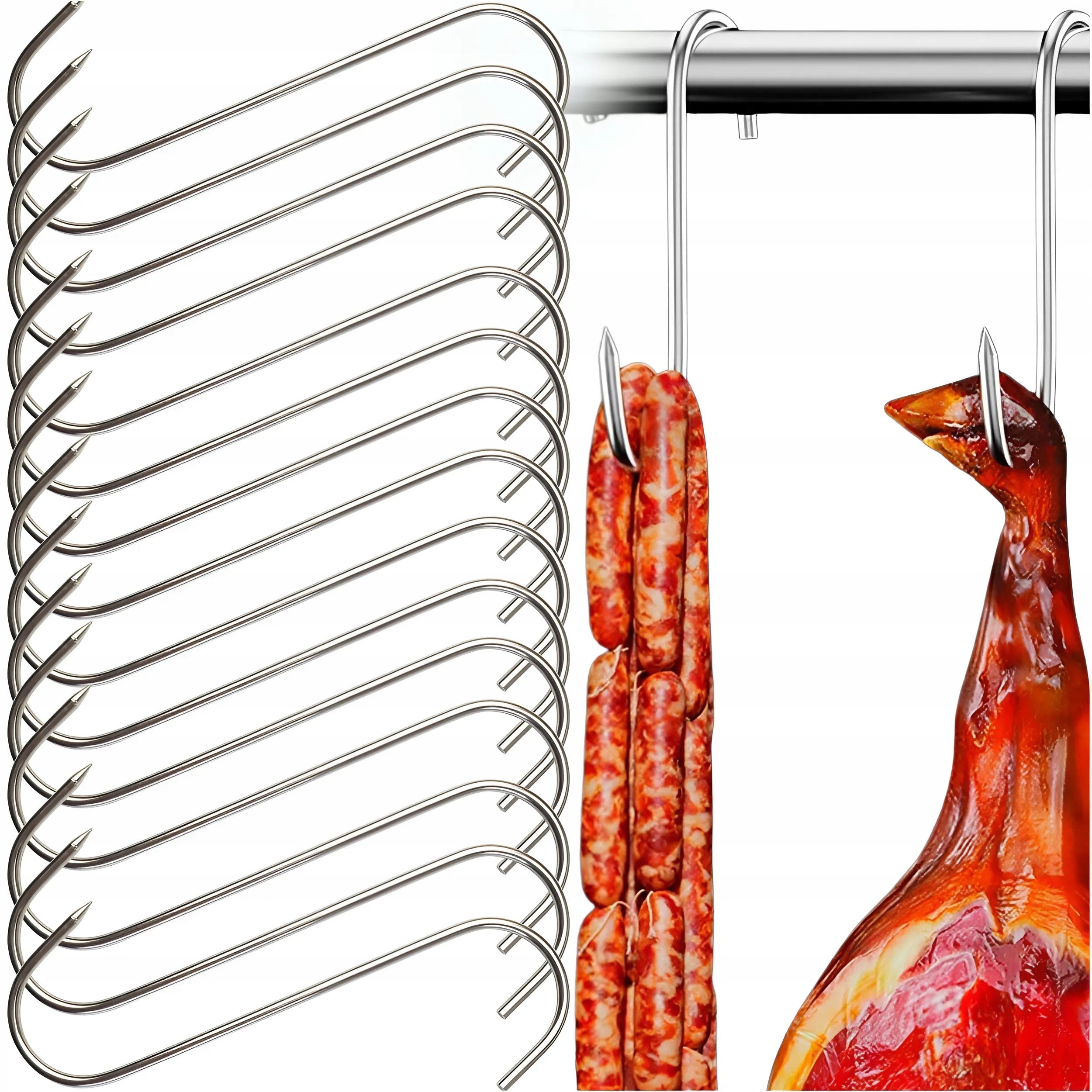 SMOKING HOOKS FOR SMOKING SAUSAGES STAINLESS STEEL LARGE 15CM 15PCS