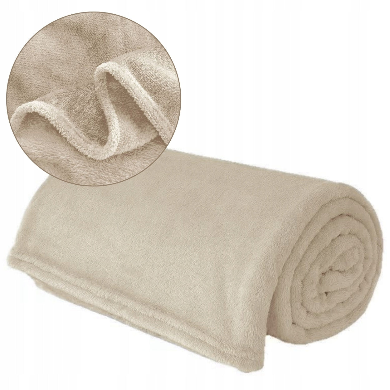 SMOOTH WARM BLANKET 160x200 cm BEIGE SOFT BLANKET BEDSPREAD COUCH