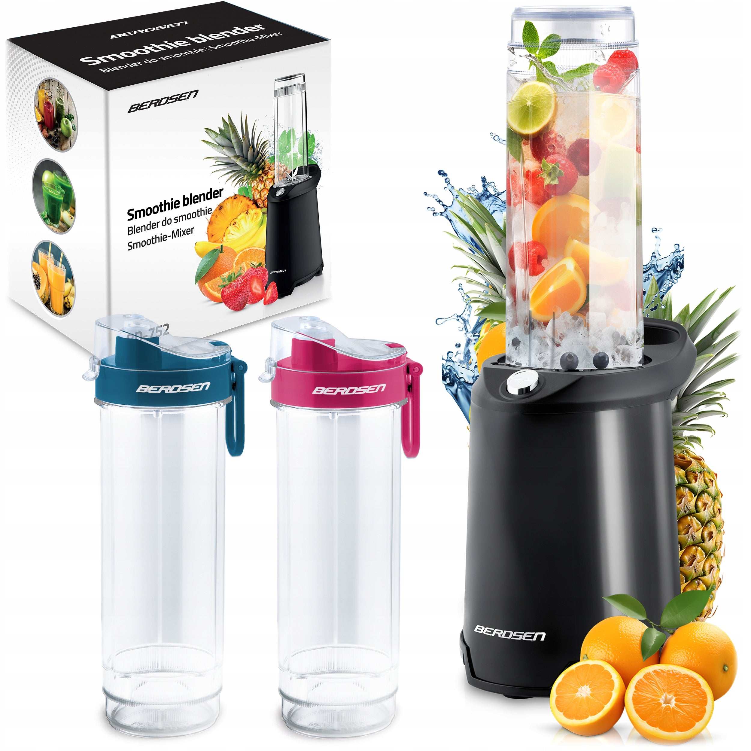 SMOOTHIE CUP BLENDER FOR COCKTAILS BERDSEN 700W + 2 BOTTLES 0,57L
