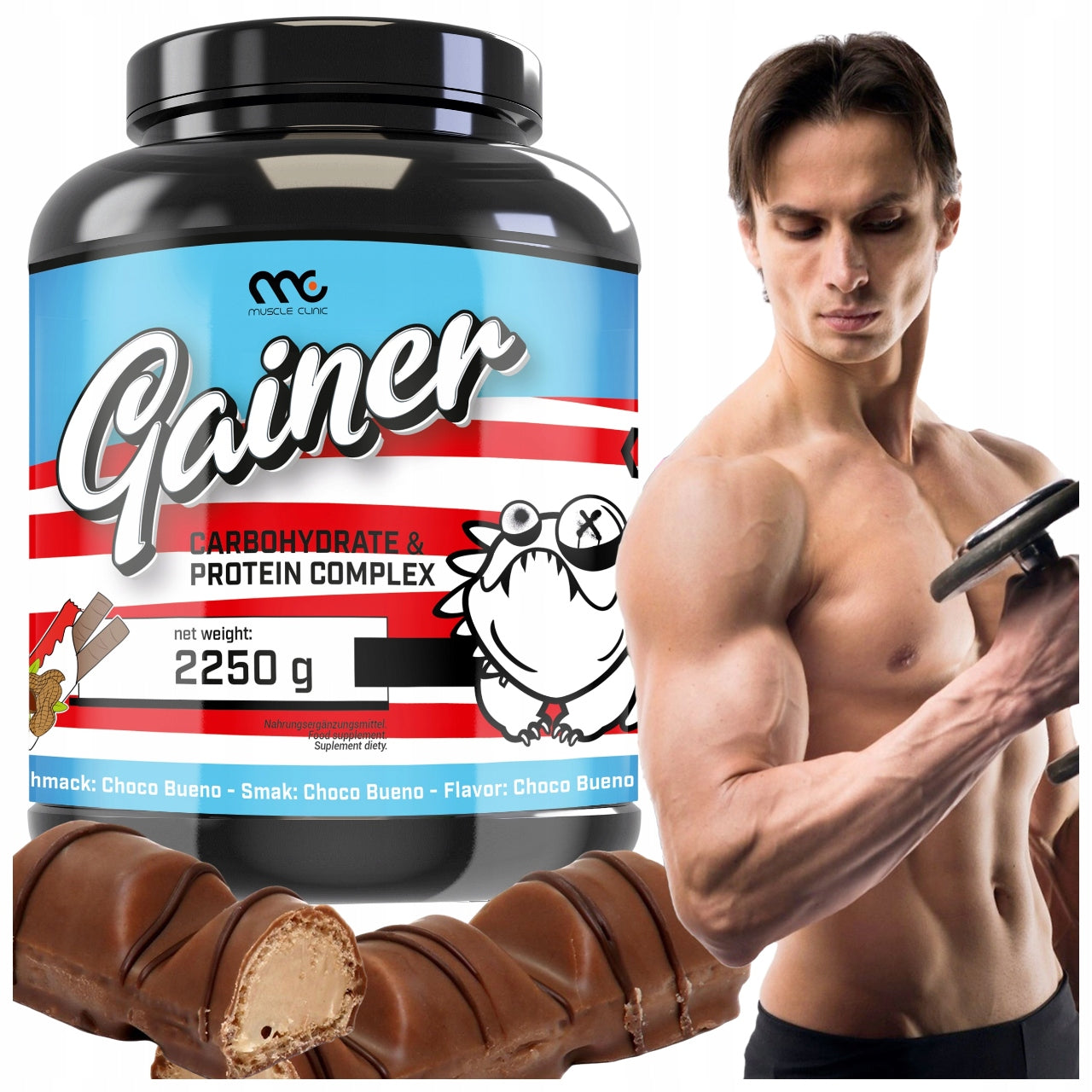 SMOOTHIE GAINER FOR MASS MUSCLE CLINIC 2250G KINDER BUENO DELICIOUS TASTY