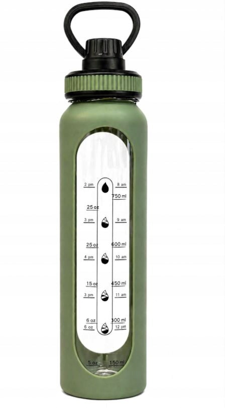 SMUKEE Glass Bottle 1000 ml Motivational Green Silicone Cover Holder