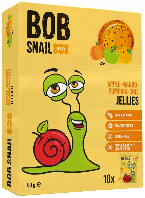SNAIL BOB SNAIL SNACKS FRUIT JELLIES APPLE MANGO PUMPKIN CHIA 10x 9g