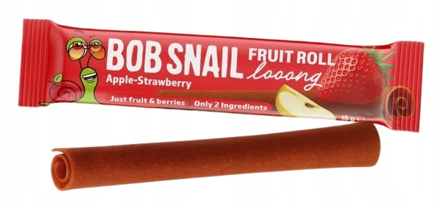 SNAIL Bob Snail Fruit Roll Looong MIX 4 FLAVORS 4 x 15g (2,50/pcs) Manufacturer code Żelki listek stripe 15g naturalny bez cukru