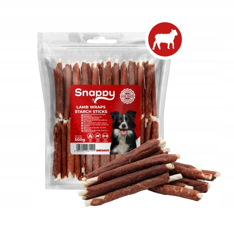 SNAPPY PAWSTICKS DOG TREATS 500g rabbit wrapped sticks Packaging status original