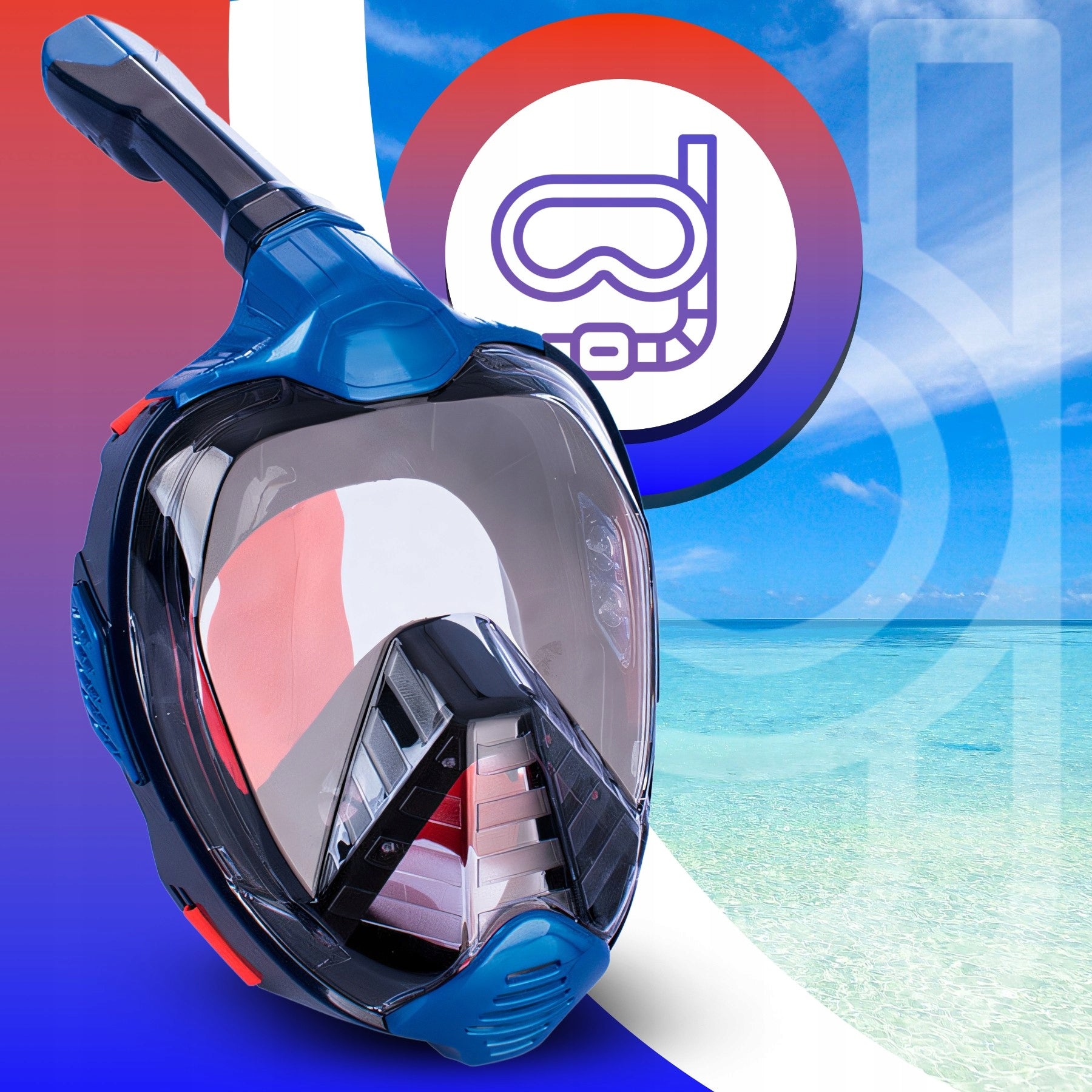 SNORKELING DIVING MASK FULL FACE GoPro ANTIFOG L/XL HOLDER Model MASKA DO NURKOWANIA SNORKELINGU L/XL