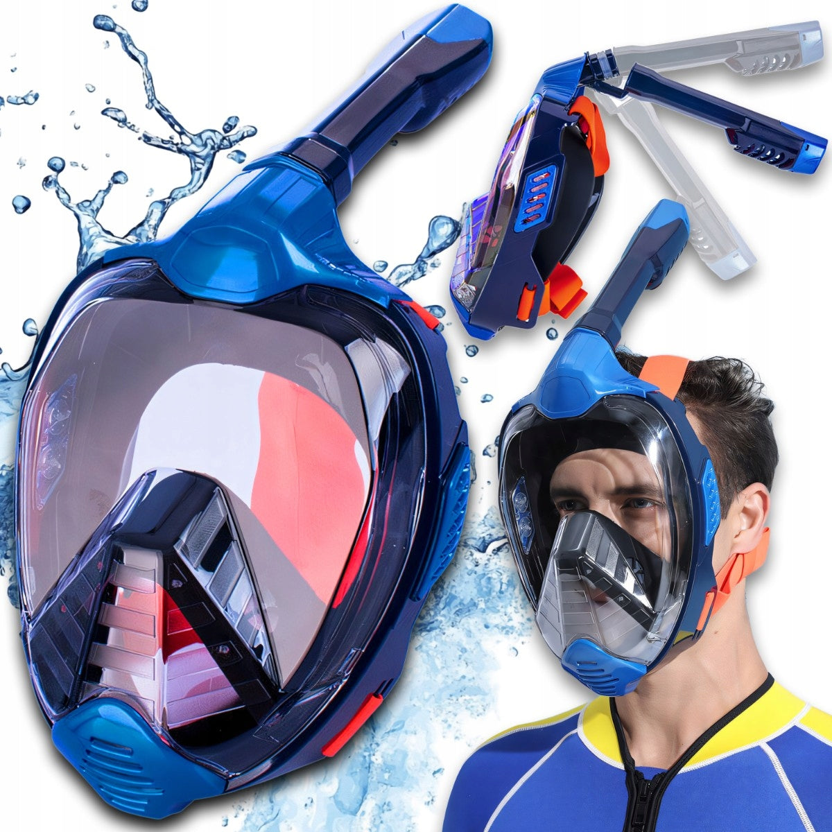 SNORKELING DIVING MASK FULL FACE GoPro ANTIFOG L/XL HOLDER Packaging status original