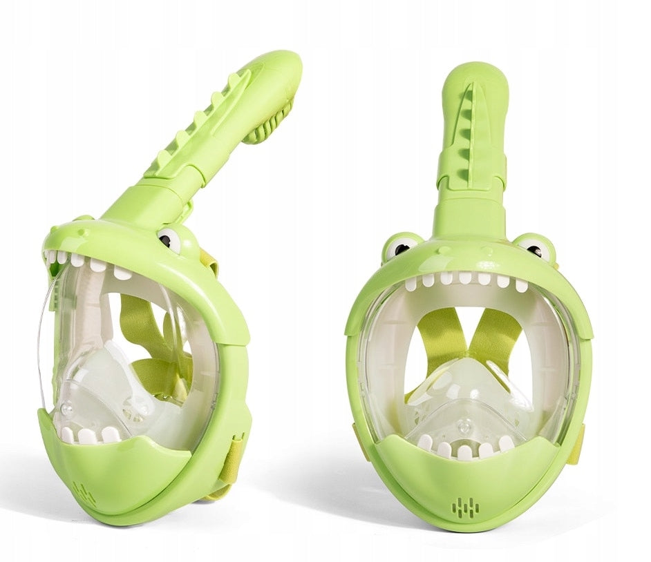 SNORKELING MASK FOR CHILDREN FULL FACE GREEN DINOSAUR Manufacturer code RE-206 ZIELONA