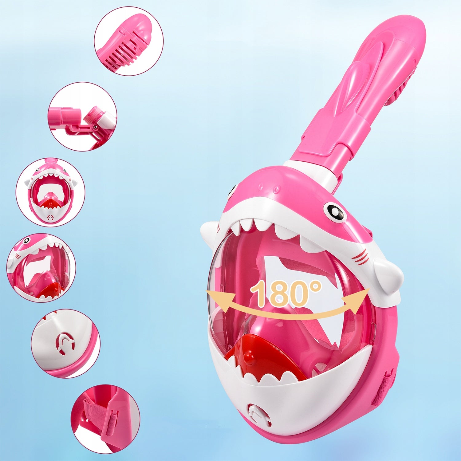 SNORKELING MASK S/XS FOR CHILDREN FULL FACE FOR SWIMMING Model NA BASEN TURYSTYCZNA WAKACYJNA ZESTAW SHARK