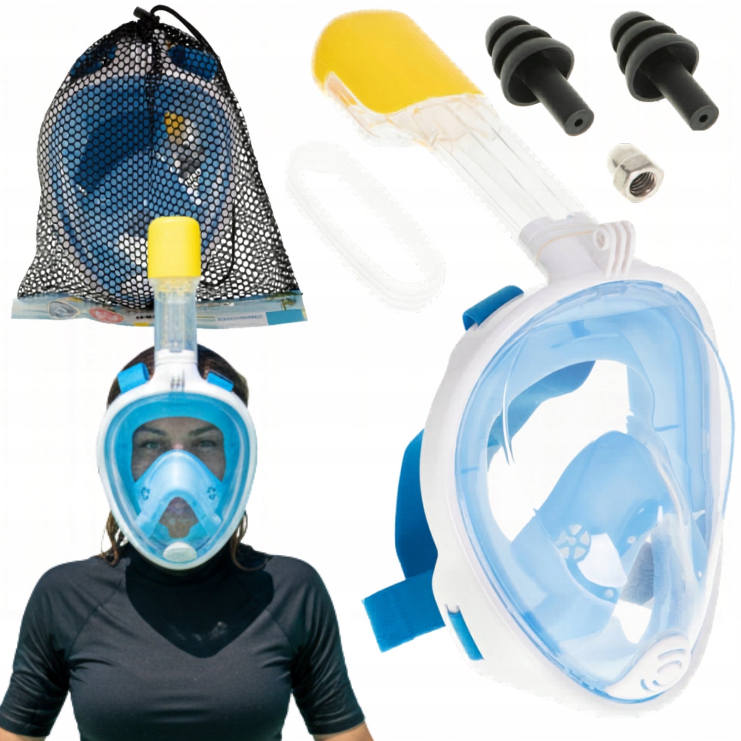 SNORKELING MASK WITH TUBE FULLFACE FOLDING S/M DURABLE