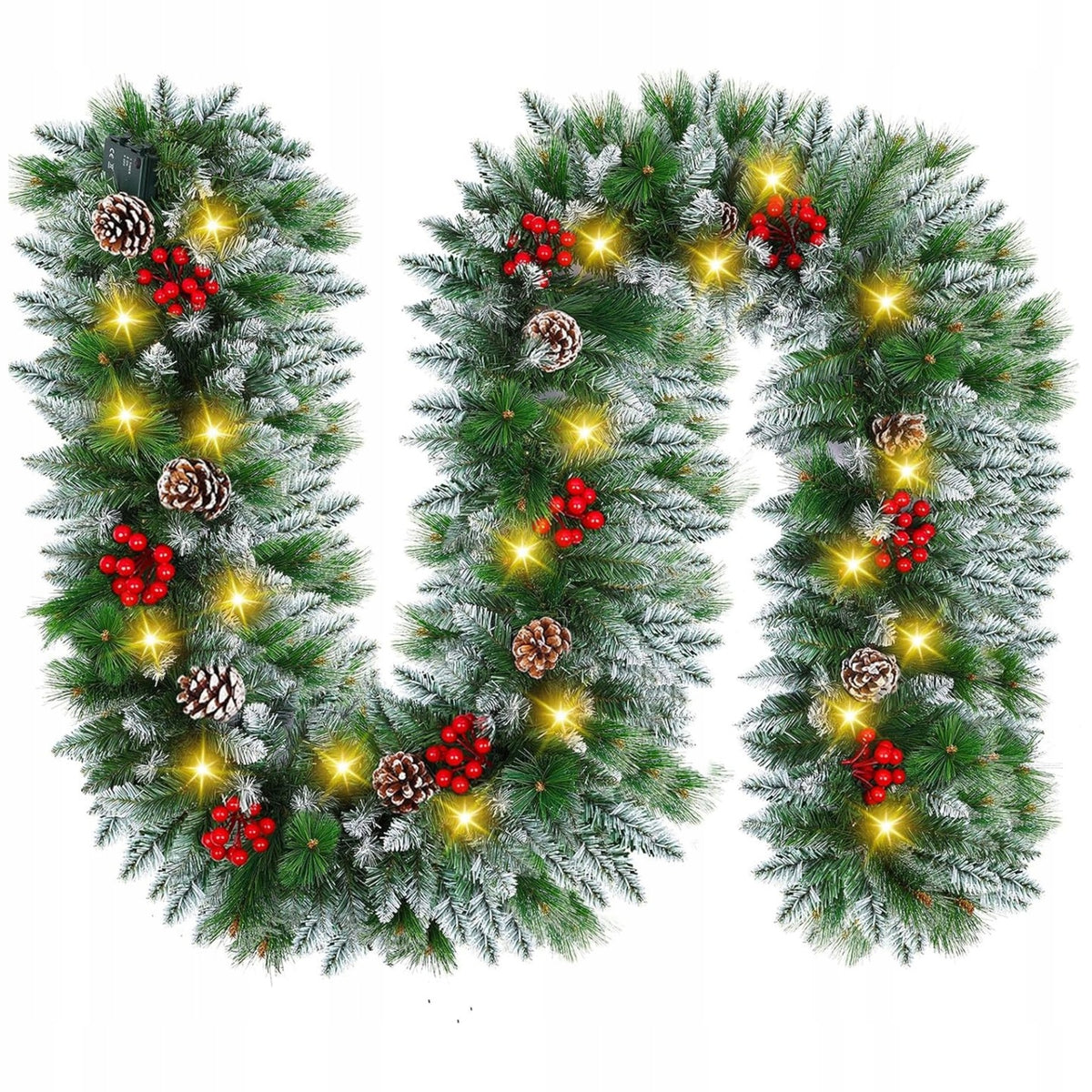 SNOW-COVERED CHRISTMAS GARLAND ARTIFICIAL CHRISTMAS TREE + 100 LED 300 cm Packaging status original