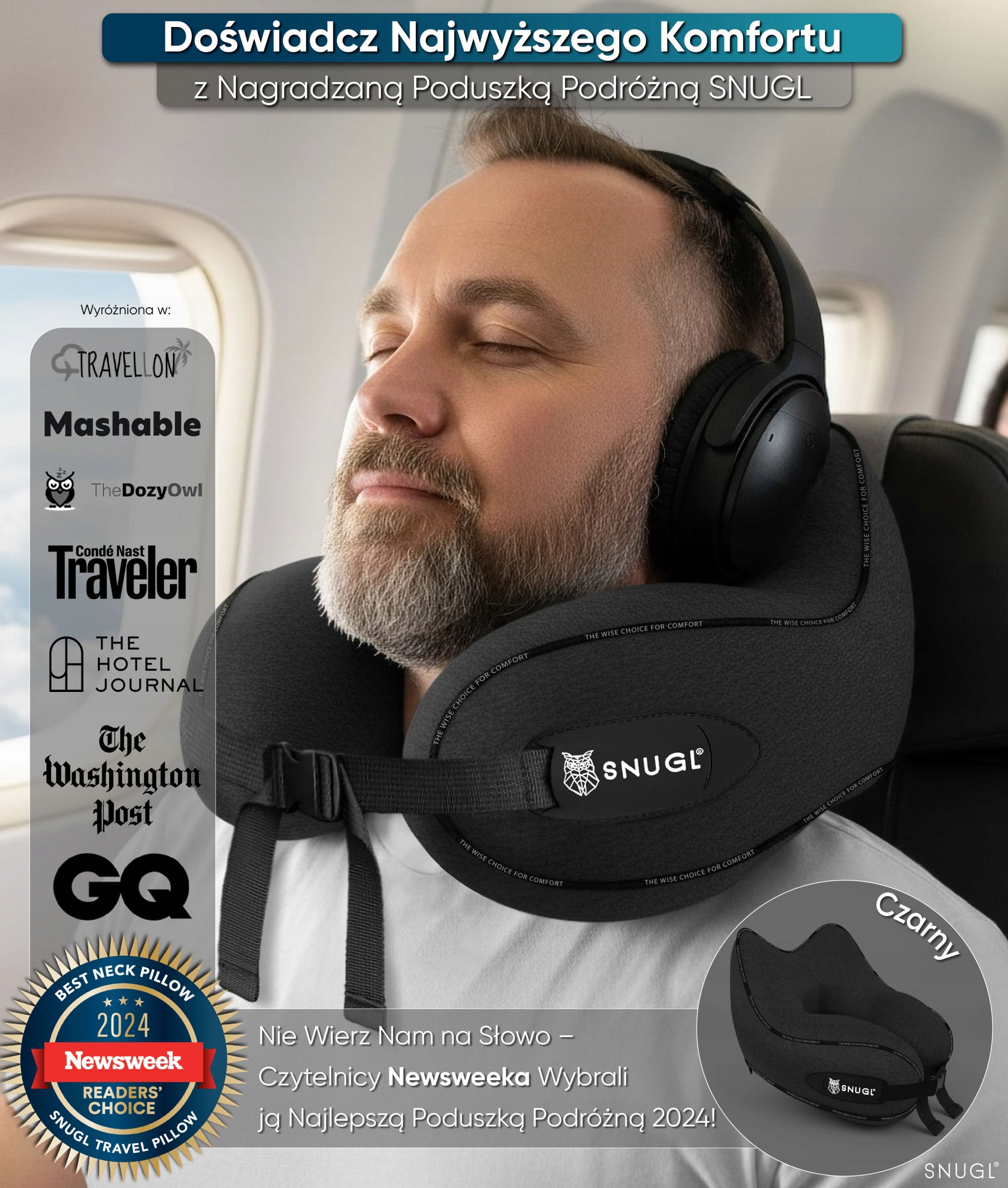 SNUGL TRAVEL PILLOW TRAVEL CROISSANT FOR NECK AND NECK FOR AIRPLANE, LARGE Packaging status original