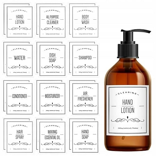 SOAP BOTTLE STICKERS LABELS WATERPROOF BATHROOM 24 PCS plastic