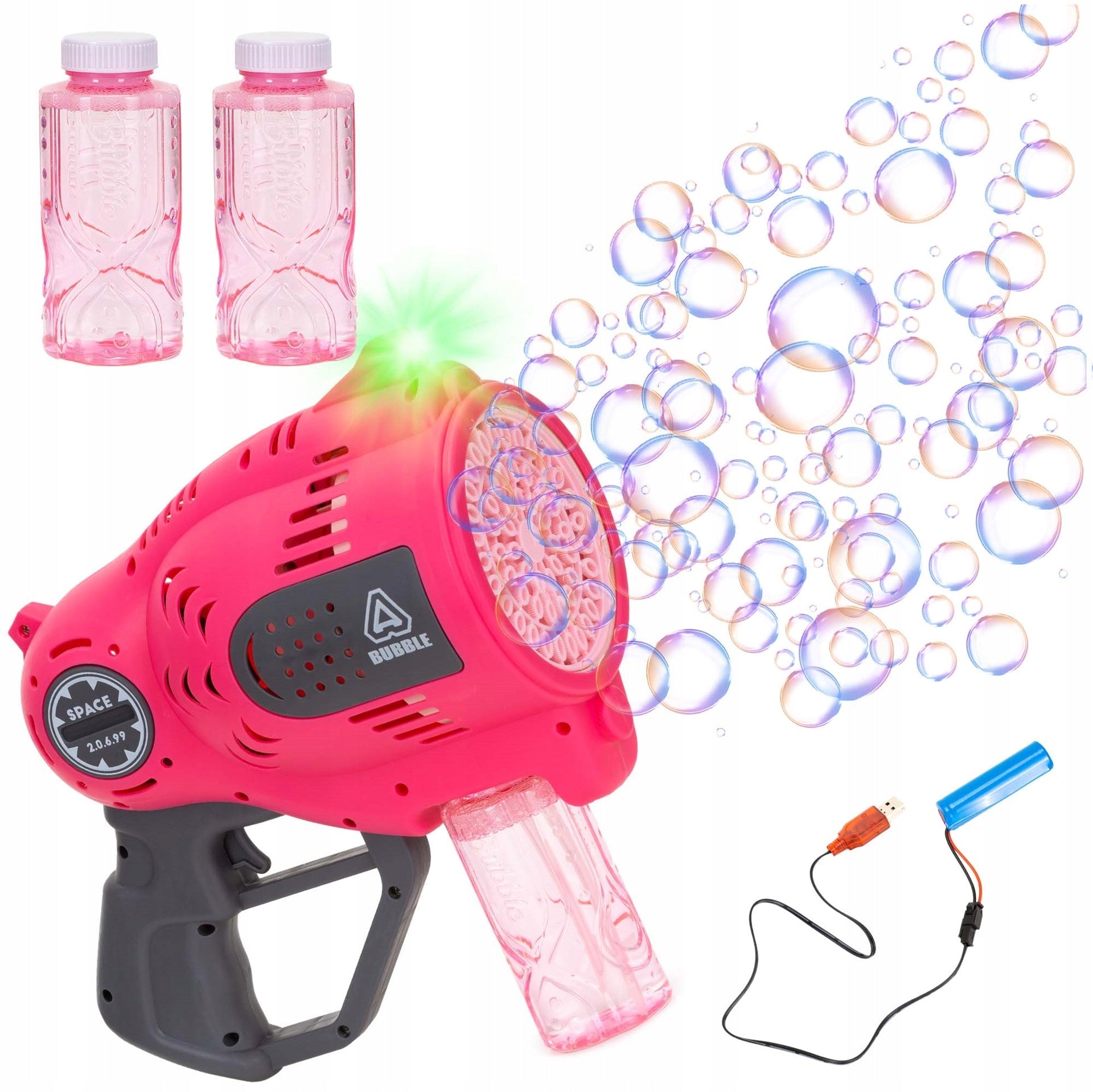 SOAP BUBBLE GUN BATTERY BUBBLE MACHINE USB AUTOMATIC LED LIQUID Manufacturer code KG0065