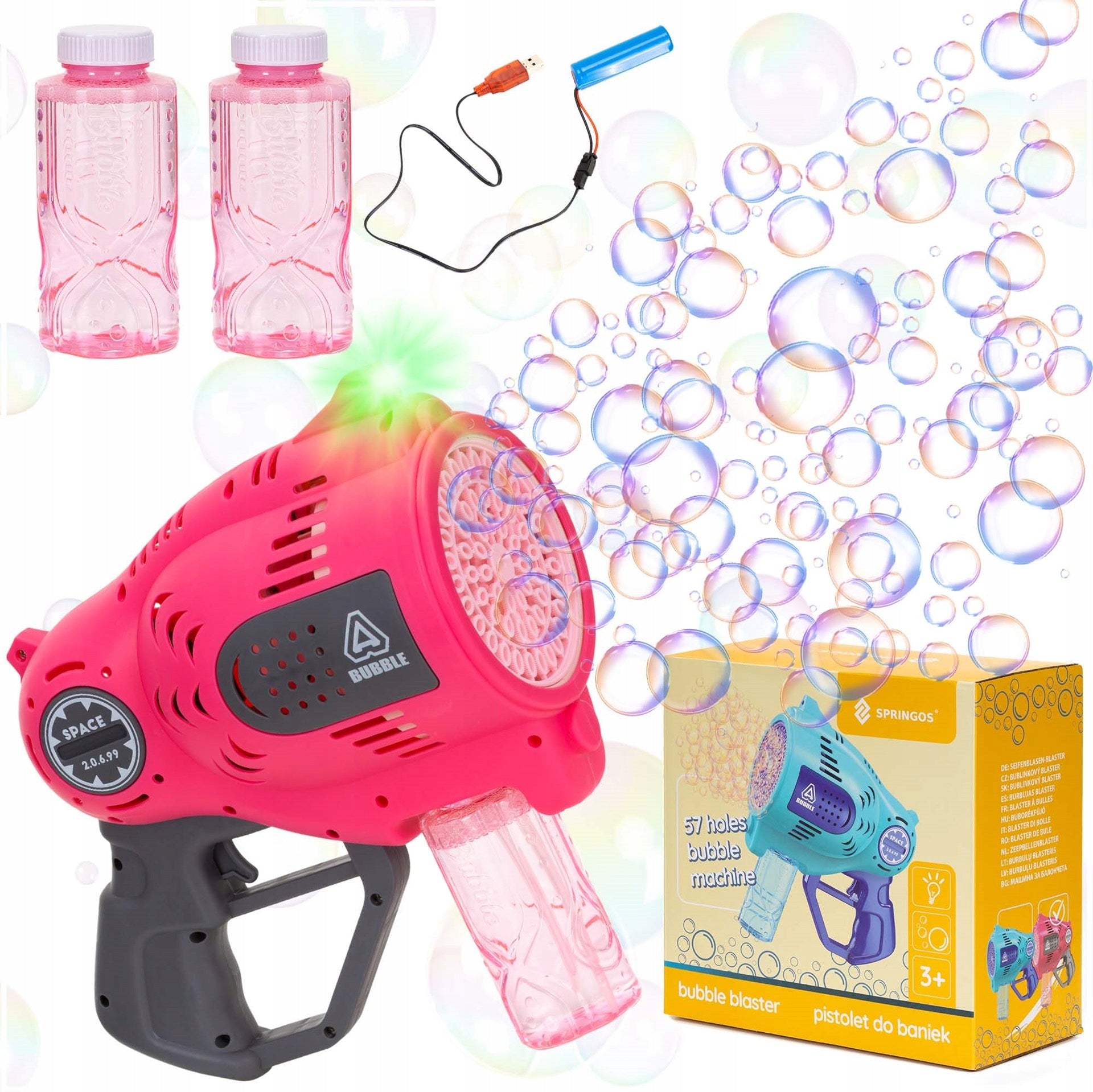 SOAP BUBBLE GUN BATTERY BUBBLE MACHINE USB AUTOMATIC LED LIQUID