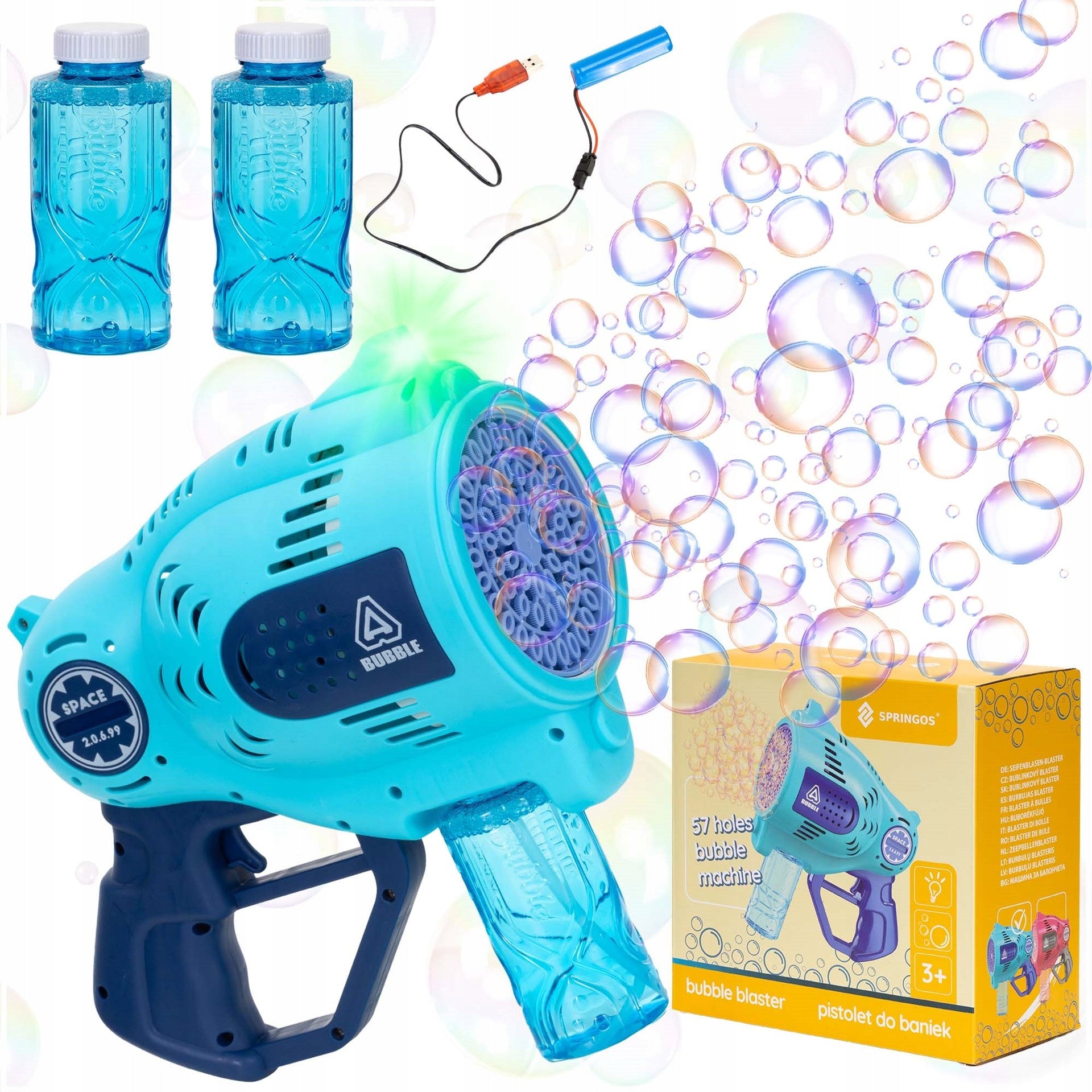 SOAP BUBBLE GUN BATTERY BUBBLE MACHINE USB AUTOMATIC LED LIQUID