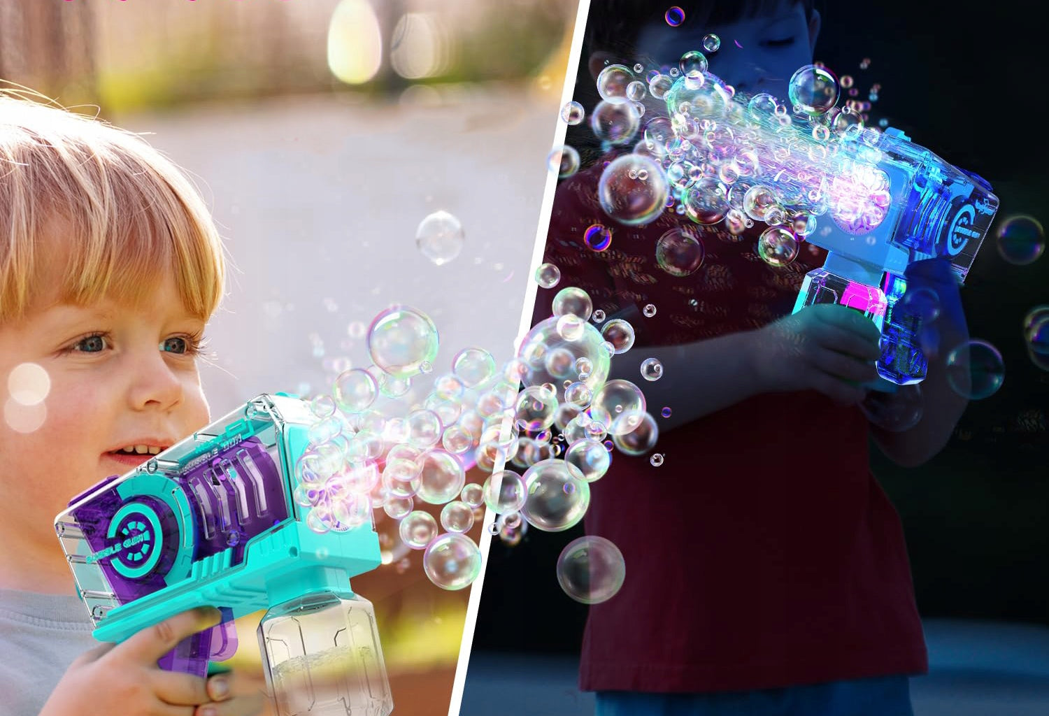 SOAP BUBBLE GUN BUBBLE GENERATOR 2 CARTRIDGES with Liquid 100ml each Packaging status original