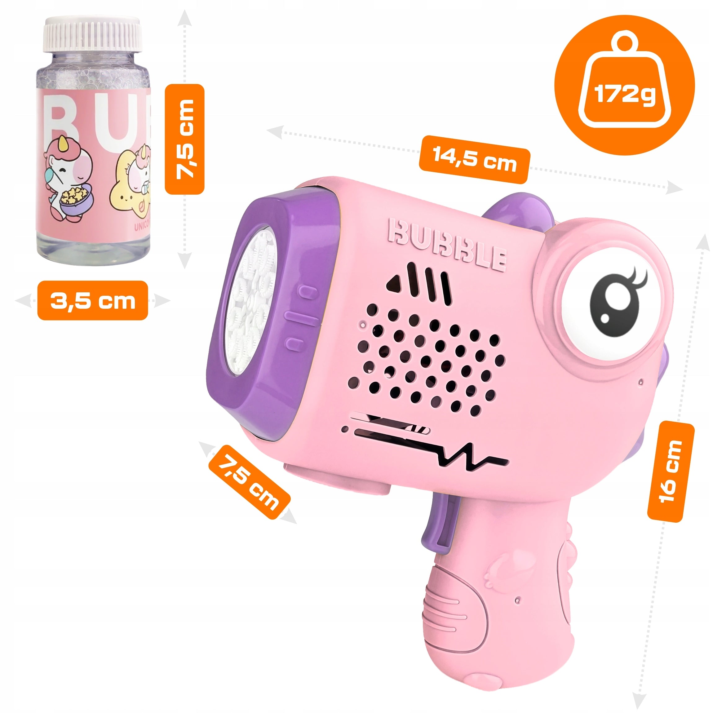 SOAP BUBBLE GUN, BUBBLE MACHINE, GENERATOR MACHINE + LIQUID Packaging status original