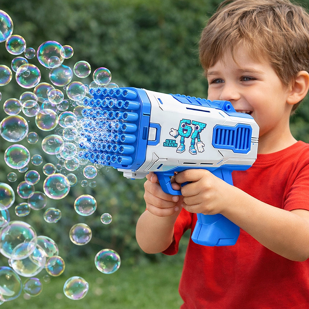 SOAP BUBBLE GUN SIX SEVEN 67 AUTOMATIC MACHINE + LIQUID Packaging status original