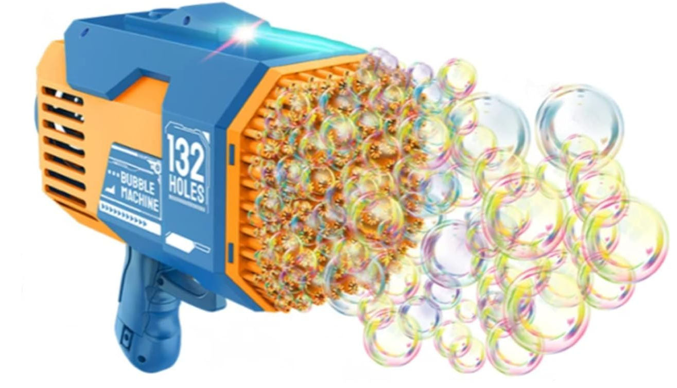 SOAP BUBBLE GUN + SOAP BUBBLE LIQUID 132 AUTOMATIC BAZOOKA COIL Color blue