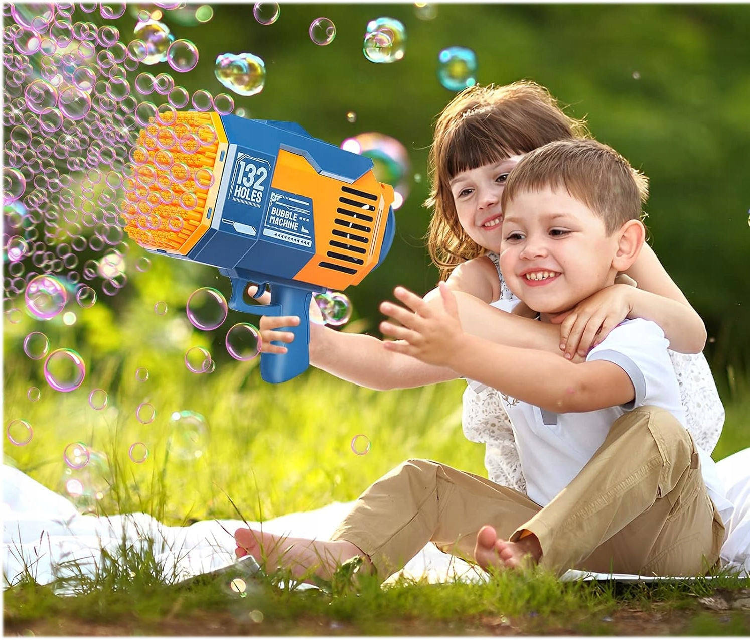 SOAP BUBBLE GUN + SOAP BUBBLE LIQUID 132 AUTOMATIC BAZOOKA COIL Kid's age 3＋ years