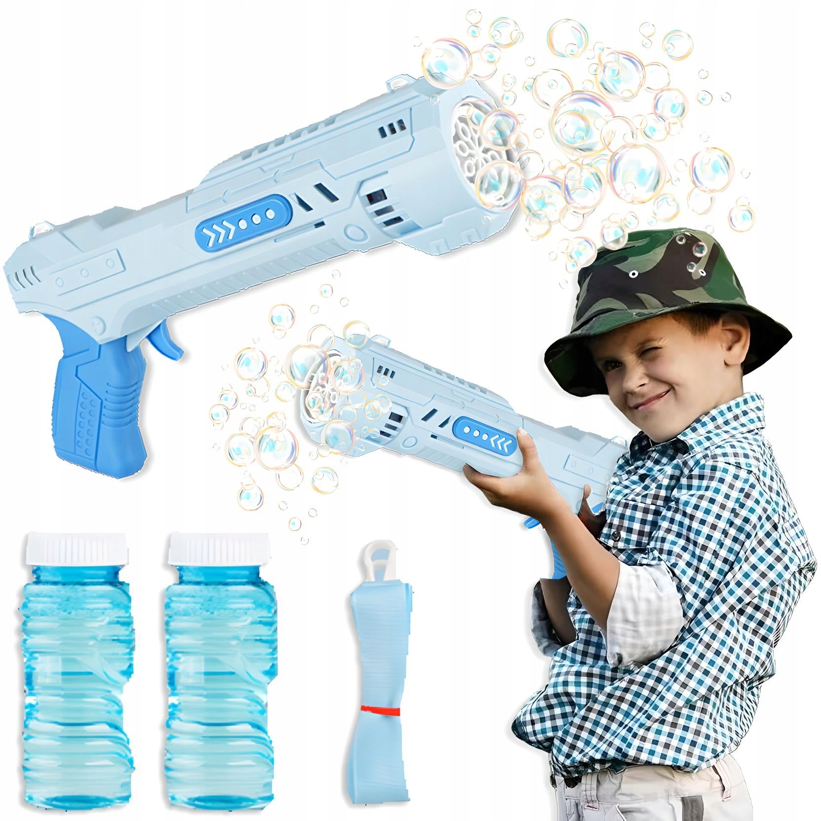 SOAP BUBBLE GUN SOAP BUBBLE MACHINE BAZOOKA AUTOMATIC +LIQUID