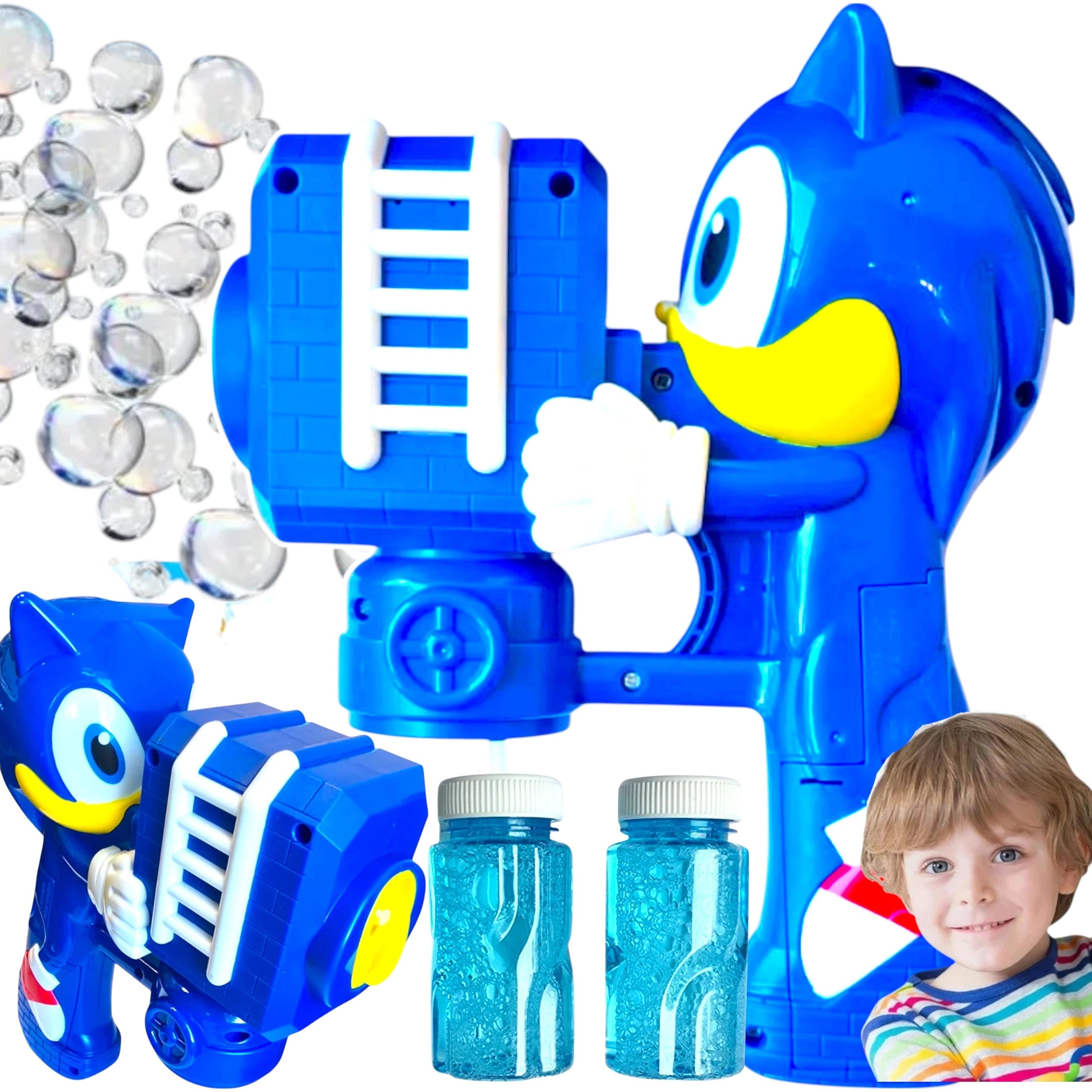 SOAP BUBBLE GUN SONIC AUTOMATIC SOAP BUBBLE LIQUID SONIC HEDGEHOG