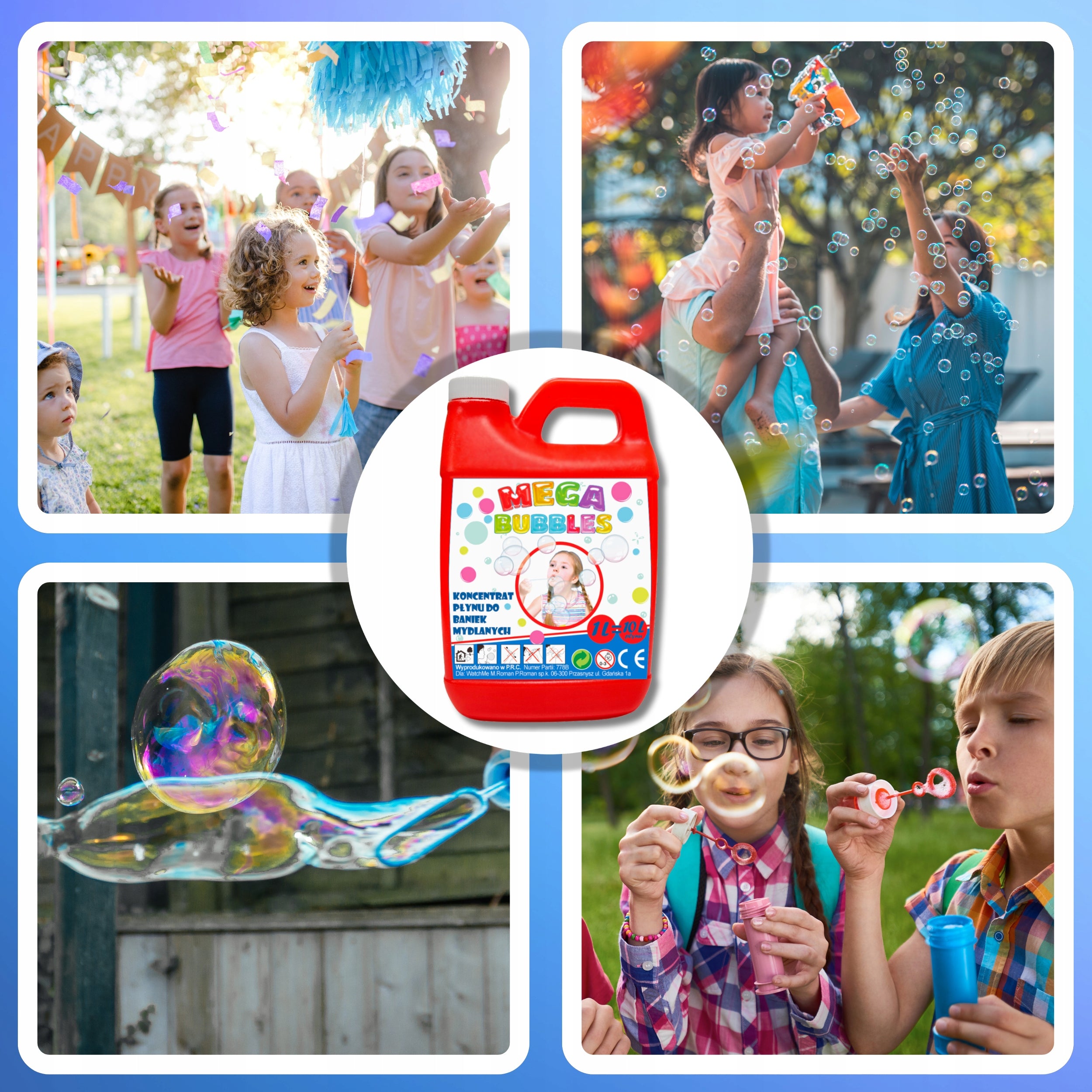 SOAP BUBBLE LIQUID LARGE CONCENTRATE 1L = 10L LIQUID FOR CHILDREN bubble Certificates and opinions CE