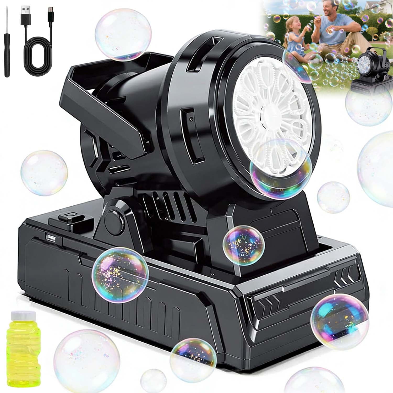 SOAP BUBBLE MACHINE GENERATOR SOAP BANKS LED BACKLIGHT