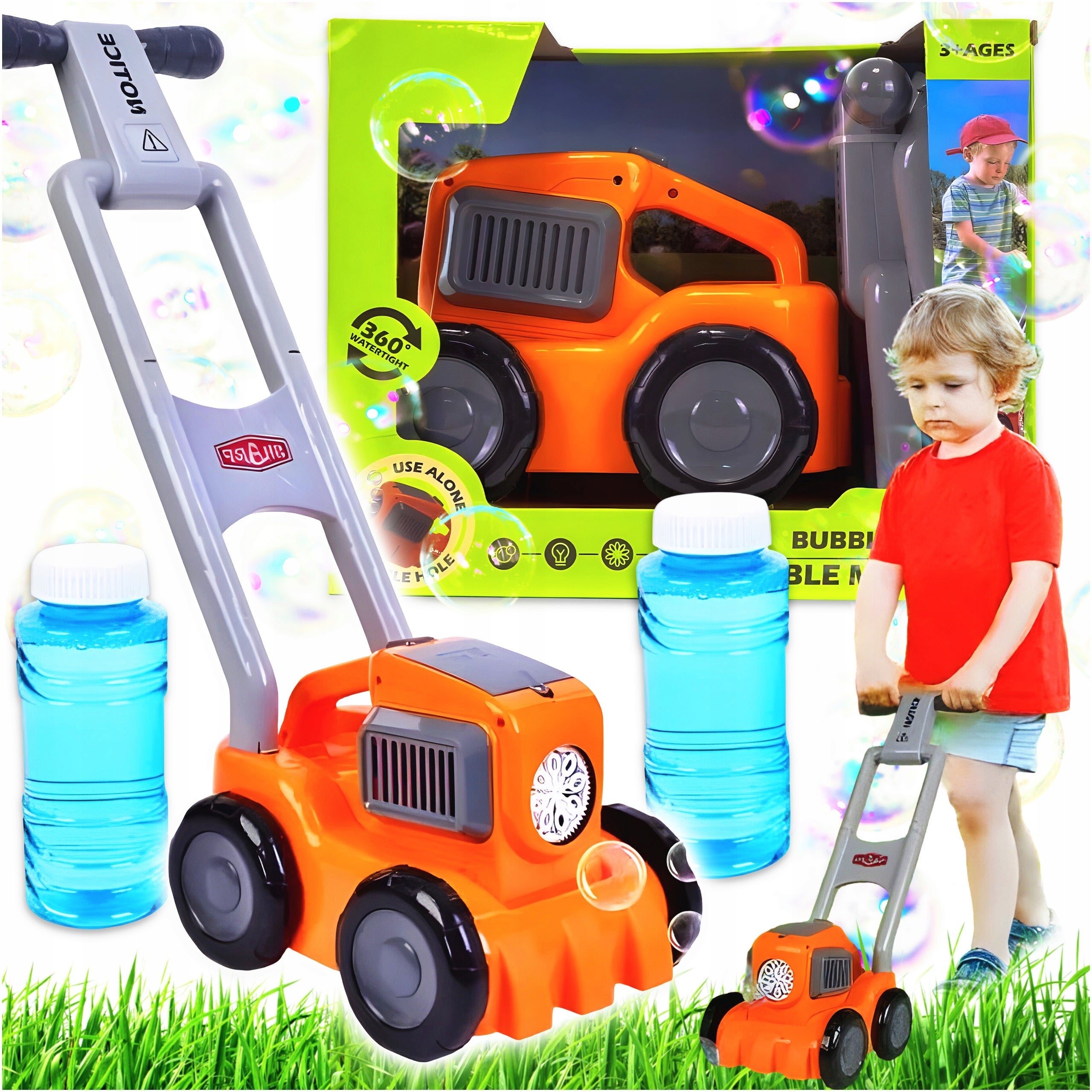 SOAP BUBBLE MOWER BUBBLE MACHINE BLOWER + 2 LIQUIDS Manufacturer code 663
