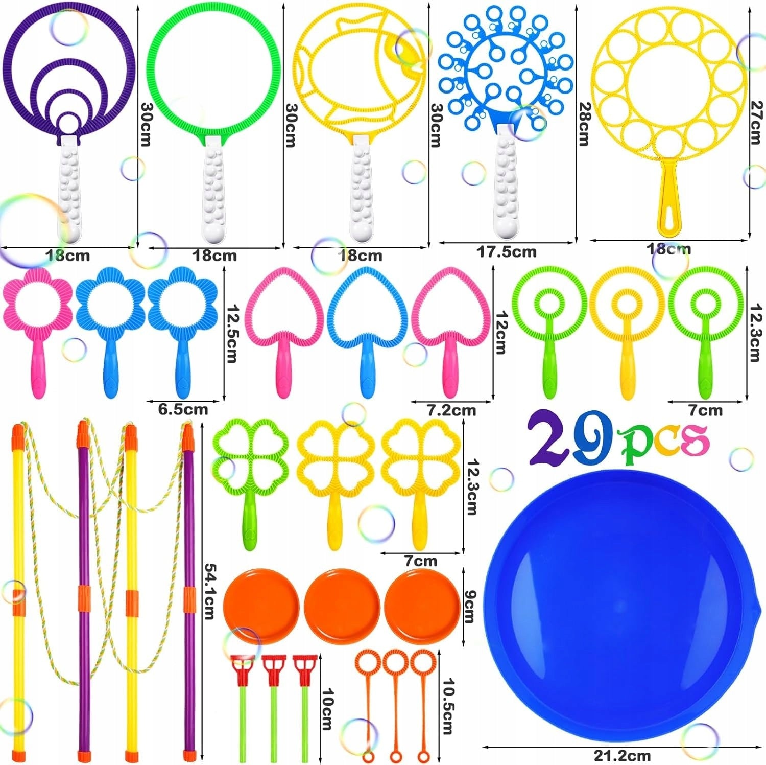 SOAP BUBBLE SET FOR CHILDREN STICKS HOOPS FOR MAKING BUBBLES x29 Packaging status original