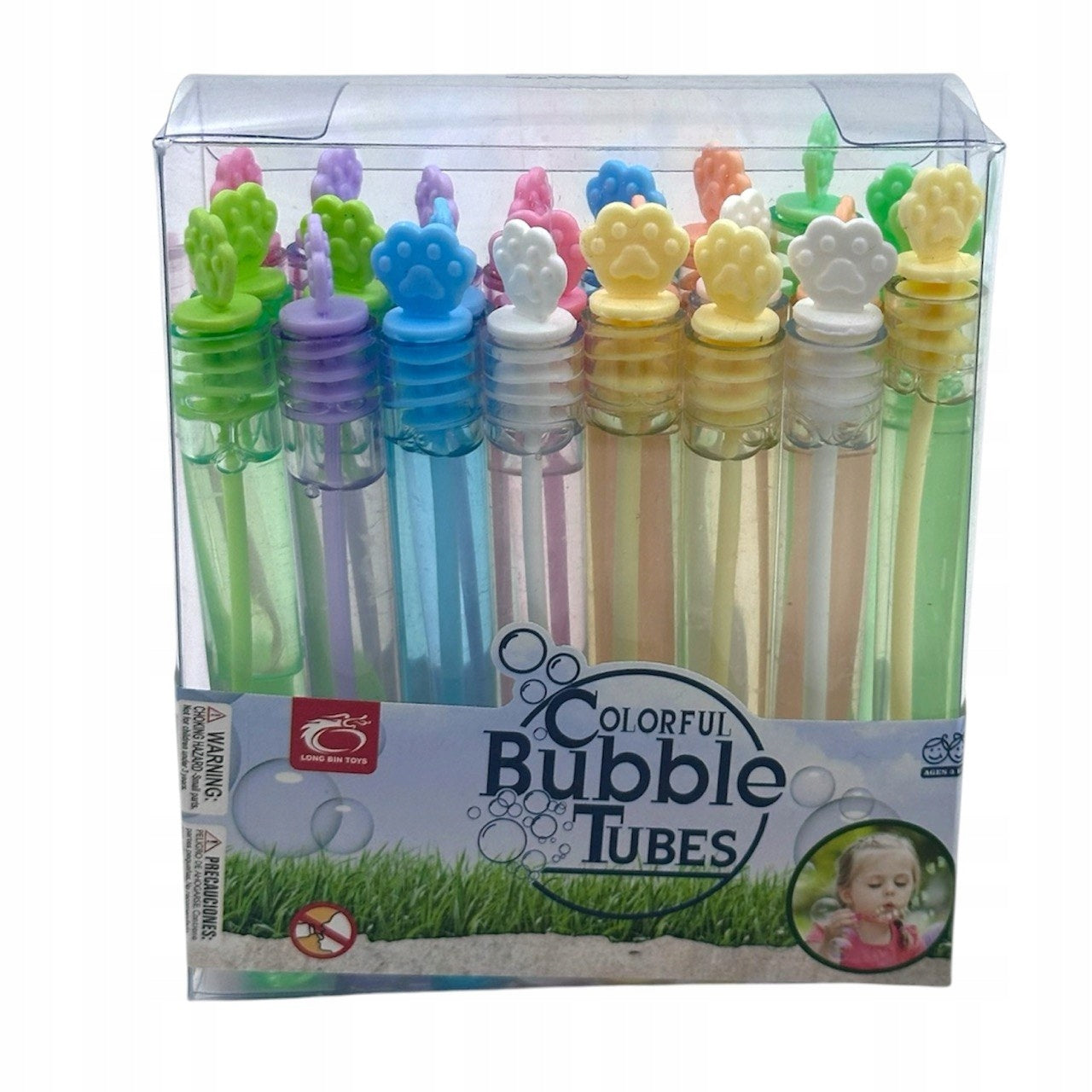 SOAP BUBBLES SET OF 24 COLORFUL TUBES 10 CM MIX COLORS TOY