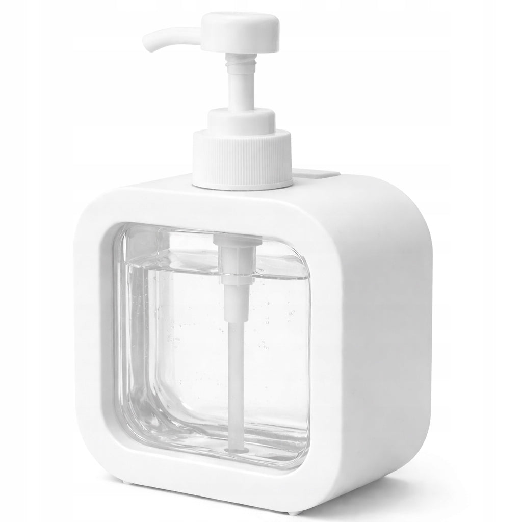 SOAP DISPENSER SHAMPOO LIQUID LARGE 500ML SQUARE WHITE WELLHAUS Capacity 500 ml