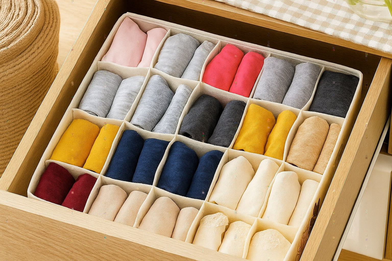 SOCK ORGANIZER 24 for drawer compartment container for closet HIT Brand Poukladane