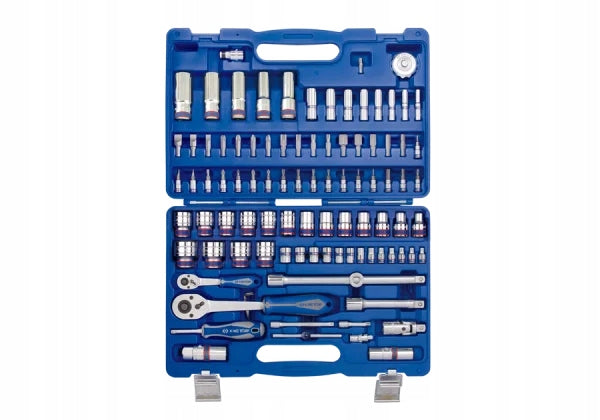SOCKET SET 1/4"+1/2" 96pcs 6-Angle WITH ACCESSORIES, CHROME + TOOLS