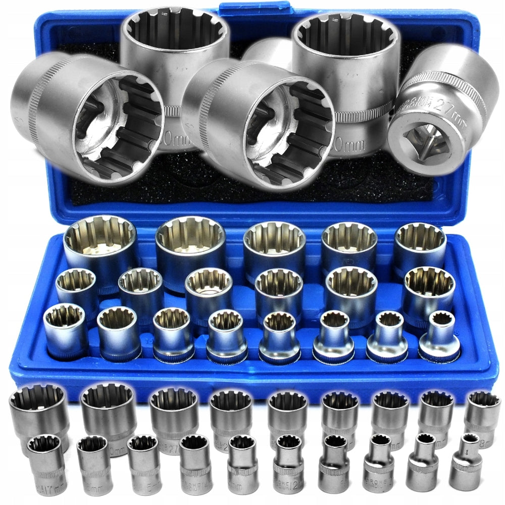 SOCKET SET SPLINE 1/2'' CrV 8-32MM