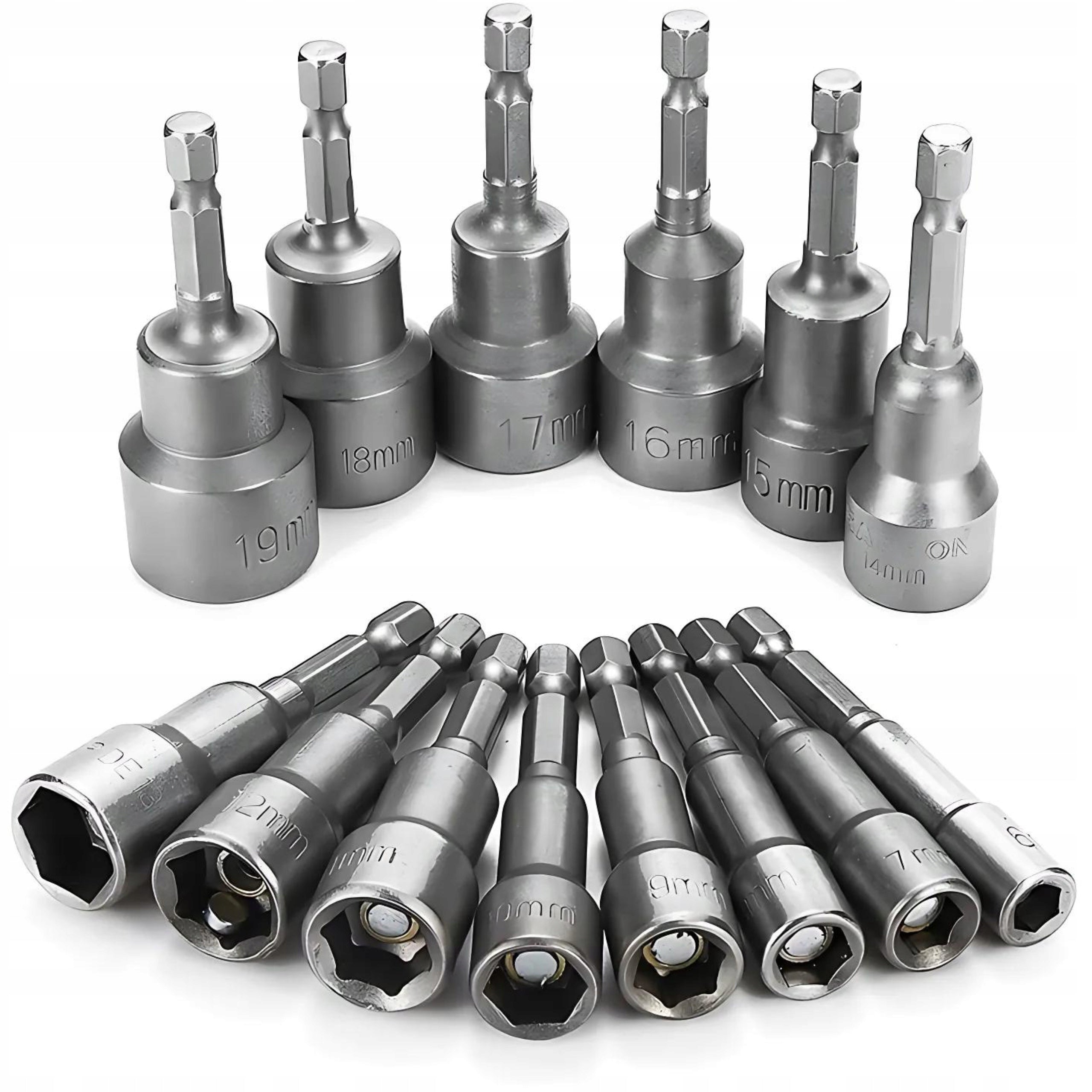 SOCKET WRENCH CAPS FOR SCREWDRIVER STRONG MAGNET SET OF 14PCS. Manufacturer code klucze nasadowe na wkrętarkę nakładki