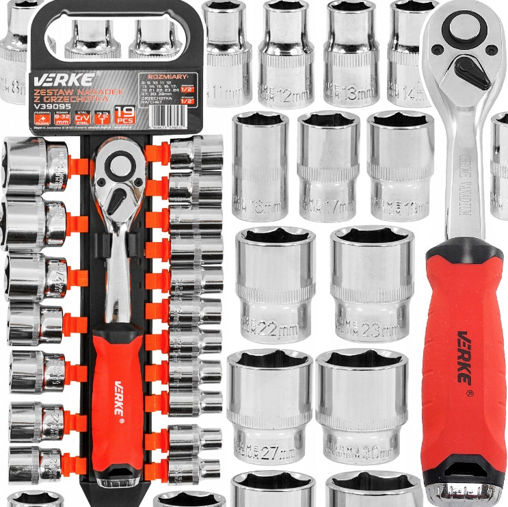 SOCKET WRENCH CAPS WITH RATCHET 1/2 SOCKET WRENCH SET 19 EL 72T