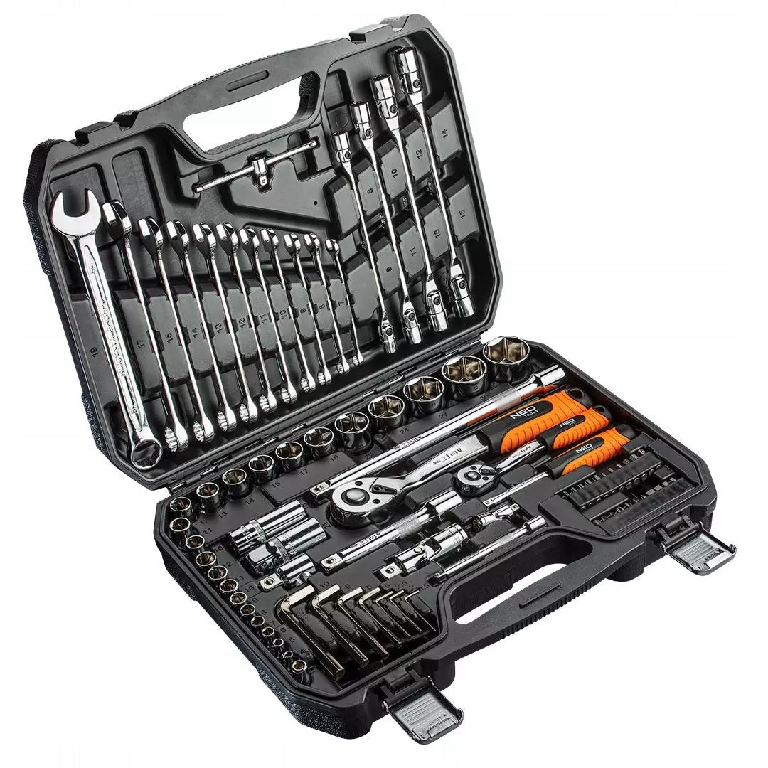 SOCKET WRENCH SET 1/4'' 1/2'' 77 PARTS CRV 08-915 NEO TOOLS