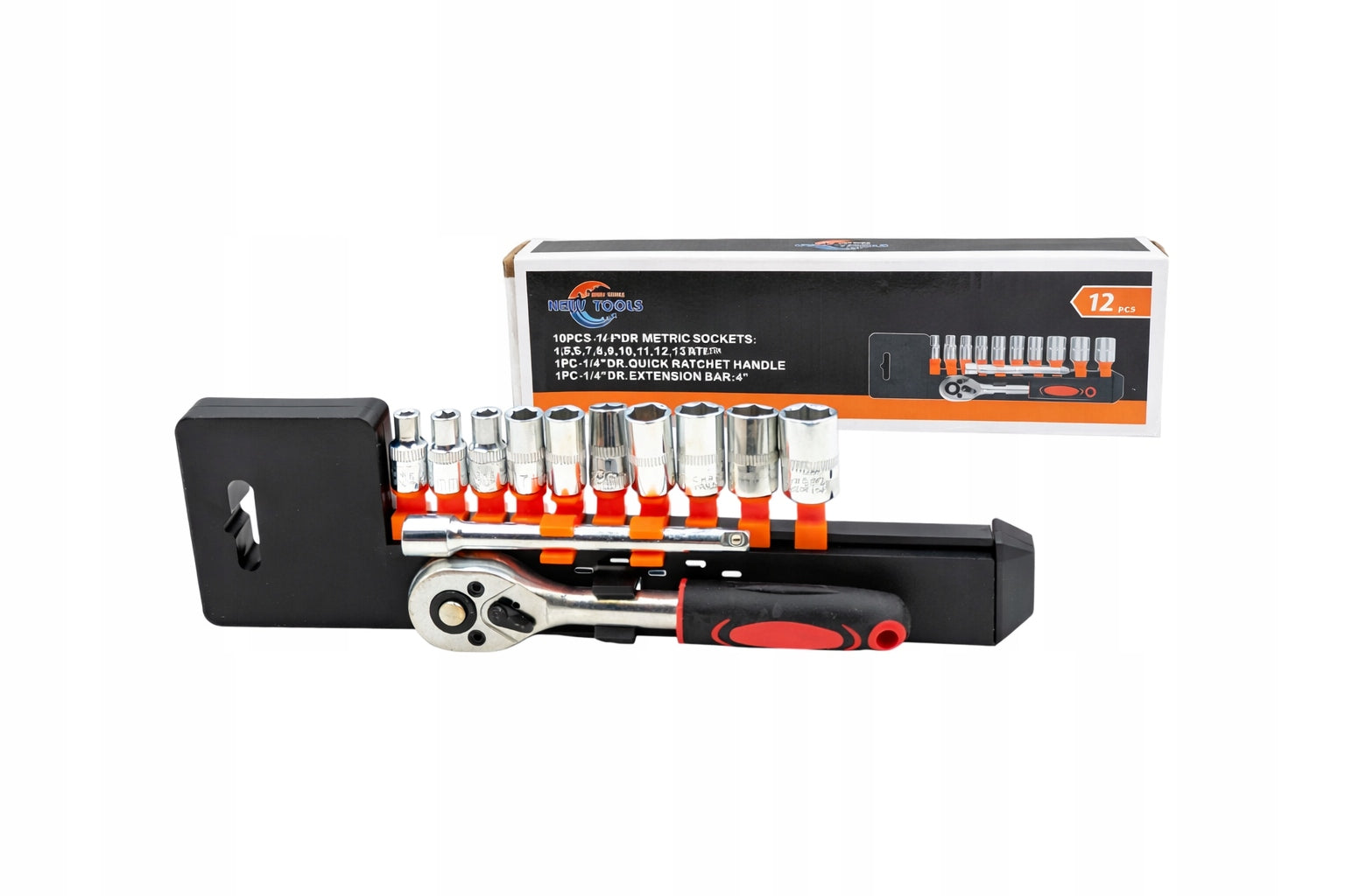 SOCKET WRENCH SET 1/4" 12EL RATCHET 4-13MM Brand INA
