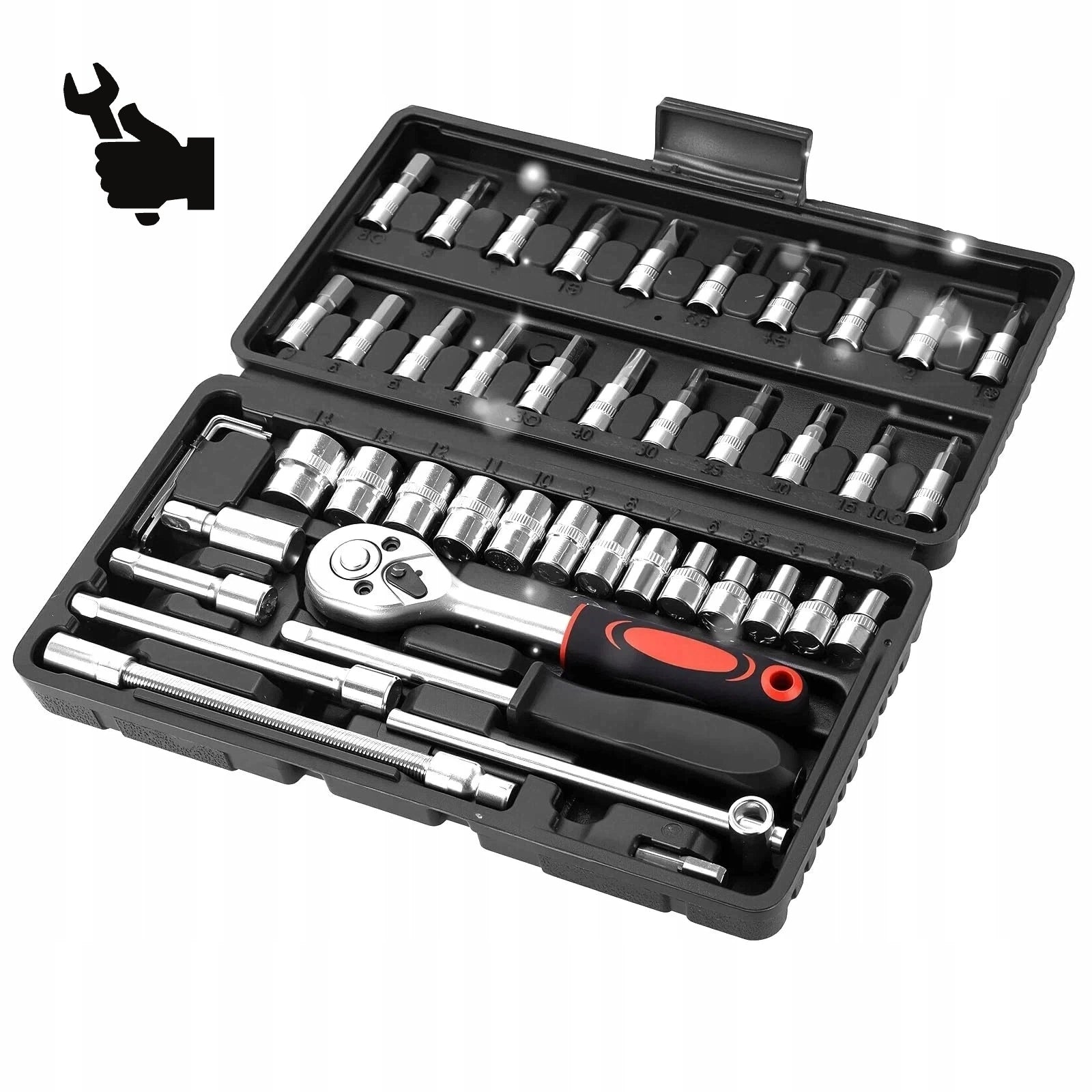 SOCKET WRENCH SET 1/4 46 EL. WITH RATCHET FOR REPAIRS AND DIY