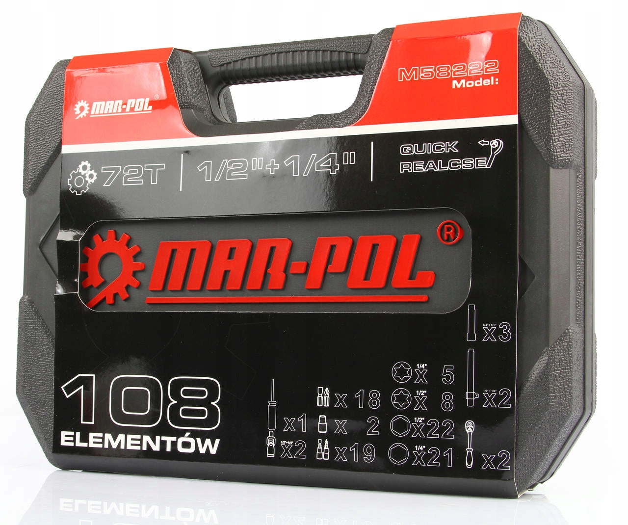 SOCKET WRENCH SET 108PCS MARO-POL CrV SOCKET WRENCHES TORX SUITCASE Manufacturer code M58222